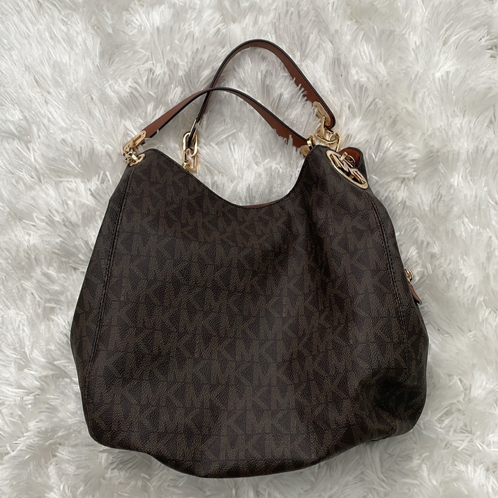 Michael Kors Chocolate Shoulder Bag with Gold Hardware